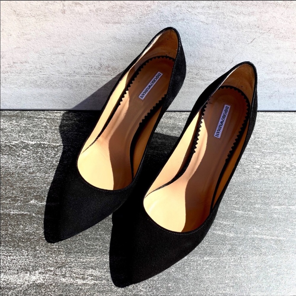 Armani Black Suede Pumps